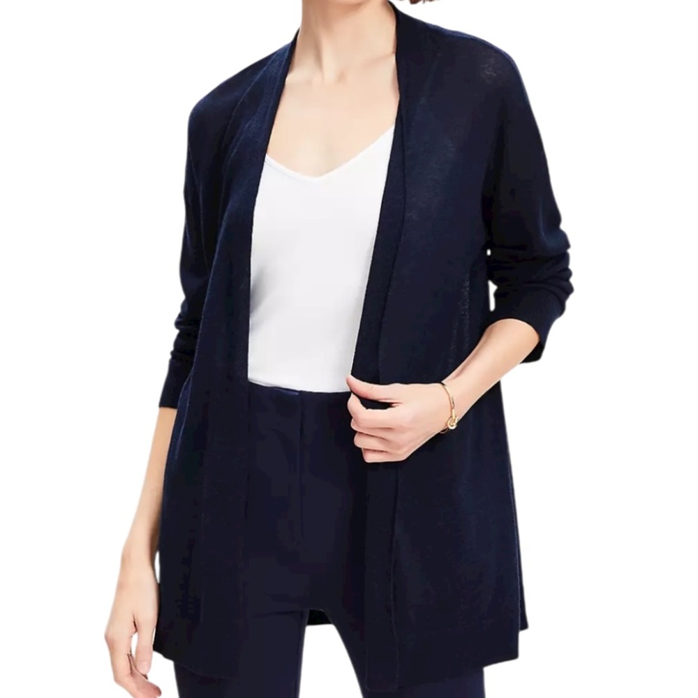 LOFT Sheer Open Cardigan Navy Blue Women’s Size XS